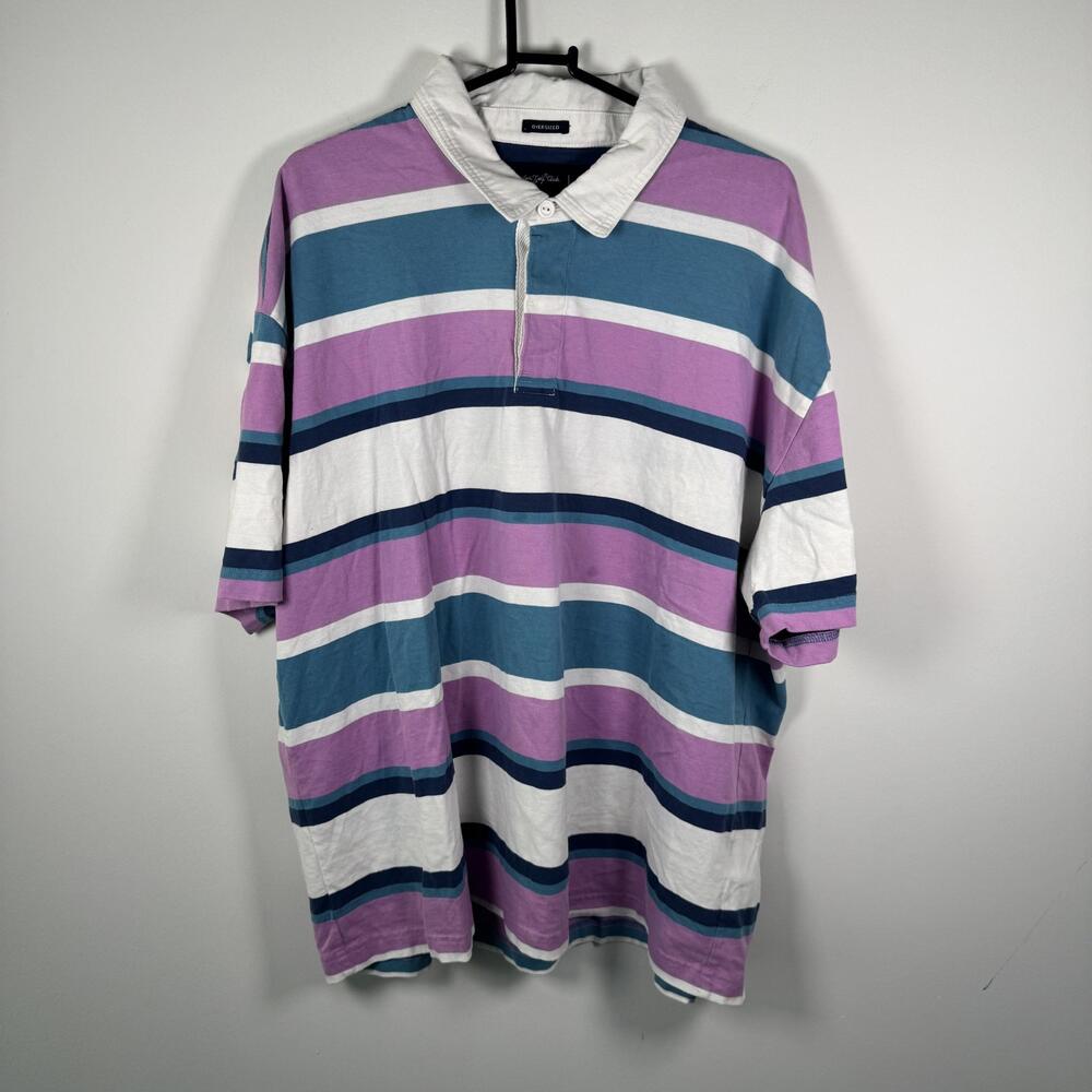 Random Golf Club X Abercrombie & Fitch Polo Shirt Mens XL Multicolor Striped